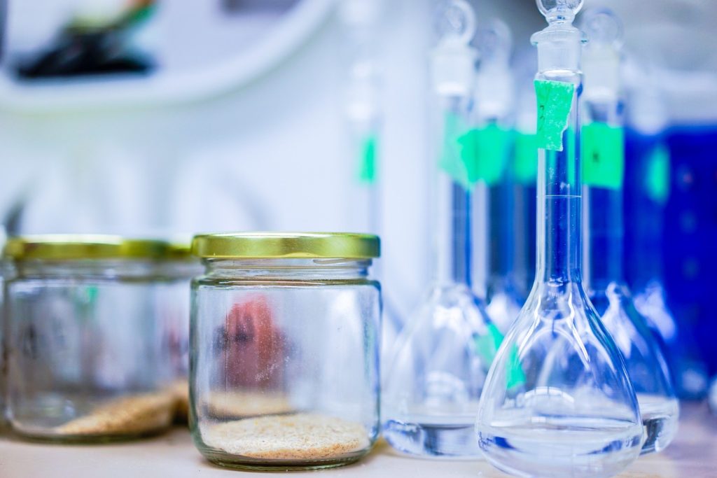 jars and flasks in a lab toxicology